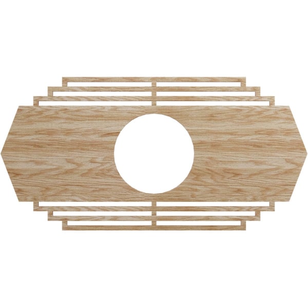 Ekena Millwork Chrysler Wood Fretwork Pierced Ceiling Medallion, Red Oak, 22"W x 11"H x 5 3/4"ID x 1/4"T CMWP22X11X0250CSRO - main